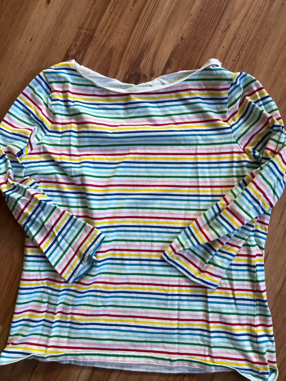 Talbots Pastel Multistripe Cotton Tee — Soft Rainbow Stripes